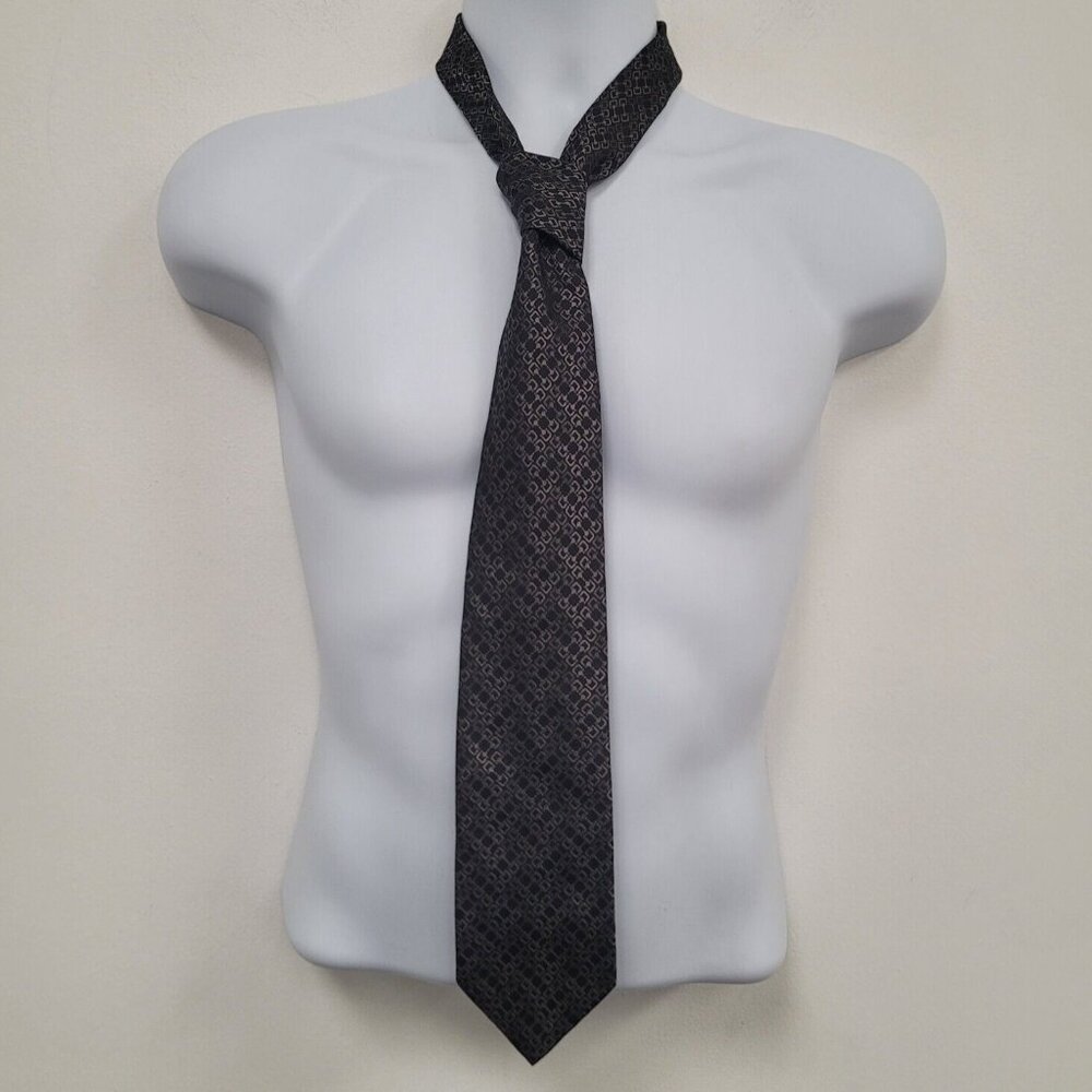Gucci Mens Designer Geometric Print Tie Black Luxury Old Money Career Business - Picture 2 of 9